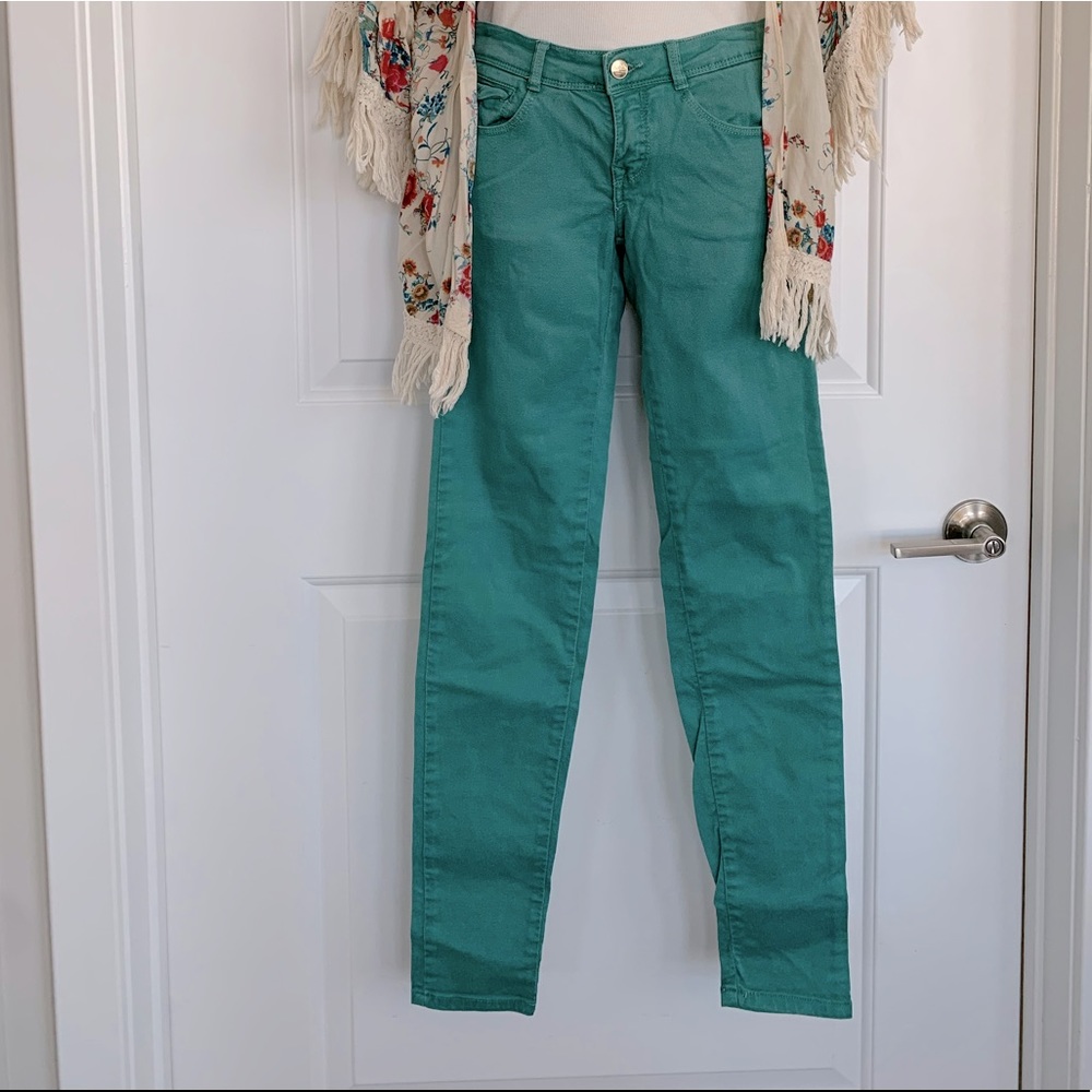 Zara slim jeans color green size 2